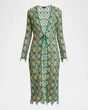 ETRO | Lace Knit Midi Cardigan Dress