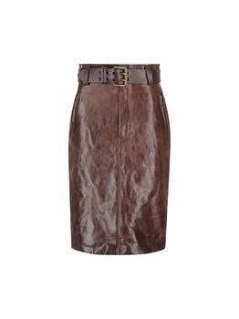 Yves Saint Laurent | Saint Laurent Belted High Waist Pencil Skirt