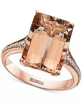 EFFY® Morganite (7-1/3 ct. t.w.) & Diamond (1/8 ct. t.w.) Ring in 14k Rose Gold