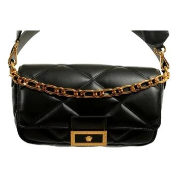 Versace | Women's La Medusa Chain Quilted Calfskin Leather Crossbody Bag In Black