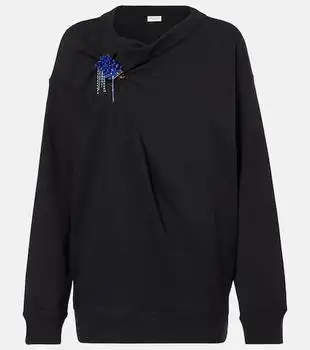 Dries Van Noten | Embellished gathered cotton sweater