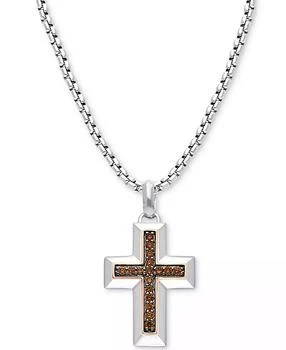 Le Vian | Chocolatier® Men
s Chocolate Diamond Cross 22" Pendant Necklace (1/3 ct. t.w.) in Sterling Silver 
14k Rose Gold-Plate