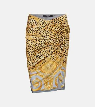 Versace | Printed gathered jersey miniskirt