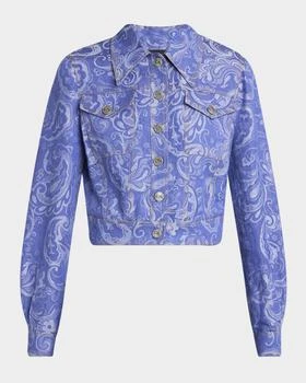 ETRO | Paisley Jacquard Crop Denim Jacket