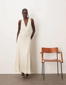 ARRANGE beaded fringe maxi dress with splits in winter white