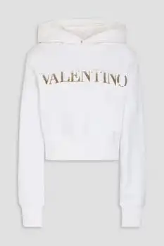 Valentino | Sequin-embellished French cotton-blend terry hoodie