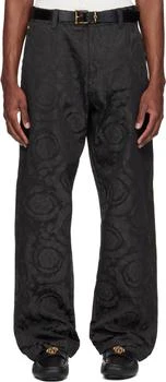 Versace | Black Jacquard Cotton Carpenter Trousers