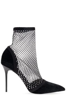 Balmain | Balmain Embellished Mesh Heeled Ankle Boots