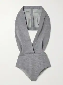 Balmain | Hooded Open-back Draped Wool-blend Jersey Bodysuit