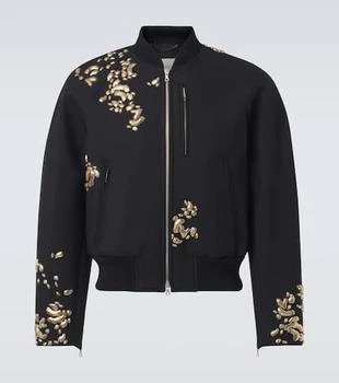 Embroidered wool-blend bomber jacket