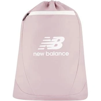 New Balance New Balance Drawstring Backpack, Small Gym Travel Bag with Front Zip Pocket, Sports Cinch Sack for Men and Women, Navy, 17.5 Inch