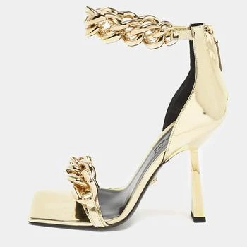 Versace | Versace Gold Patent Leather Medusa Chain Ankle Strap Sandals Size 35