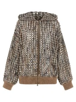 Brunello Cucinelli | Brunello Cucinelli Sequin Embellished Zip-Up Cardigan