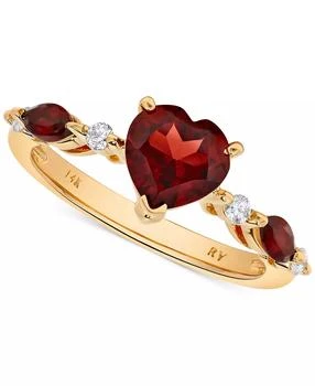 Macy's | Garnet (1-7/8 ct. t.w.) & Diamond (1/10 ct. tw.) Heart Ring in 14k Gold