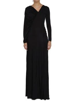 Yves Saint Laurent | Saint Laurent Long-Sleeved V-Neck Dress