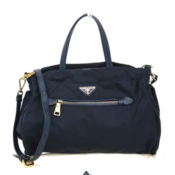 Prada | Zip Convertible Shopping Tote Tessuto With Saffiano Leather Nylon Handbag (Pre-Owned)