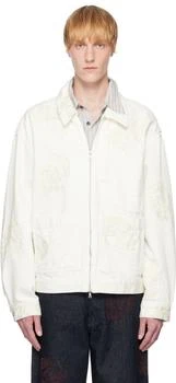 Dries Van Noten | Off-White Embroidered Pattern Denim Jacket