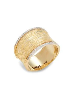 14K Yellow Gold 
0.20 TCW Diamond Wide Band Ring