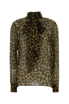 Yves Saint Laurent | Saint Laurent Lavallière Leopard Printed Blouse