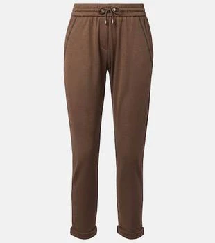 Brunello Cucinelli | Embellished cotton-blend sweatpants