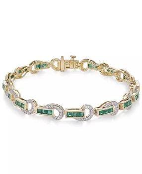 Macy's | Emerald (2-1/2 ct. t.w.) and Diamond (5/8 ct. t.w.) Swirl Link Bracelet in 14k Gold