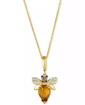Le Vian | Chocolatier® Cinnamon Citrine (1 ct. t.w.) 
Diamond (1/6 ct. t.w.) Bee Adjustable 20" Pendant Necklace in 14k Gold