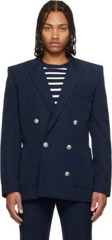 Balmain | Navy Grain de Poudre Blazer