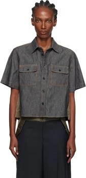 Sacai | Indigo & Khaki Paneled Denim Shirt