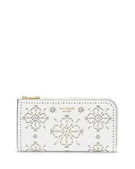 Devin Spade Flower Perforated Leather Zip Around Continental Wallet