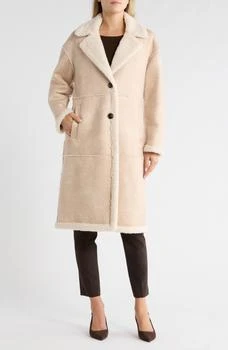 Faux Shearling Lined Faux Suede Coat