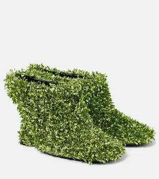 Dries Van Noten | 105 glitter metallic wedge mules