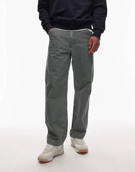 Levi's Workwear capsule 568 loose straight railroad stripe carpenter jeans in mid blue
