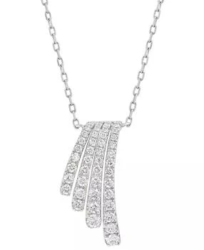 Effy | EFFY® Diamond Graduated Curved Bar Pendant Necklace (1/2 ct. t.w.) in 14k White Gold, 16" + 2" extender