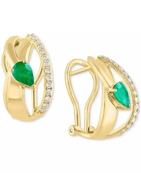 Effy | EFFY® Emerald (3/4 ct. t.w.) & Diamond (1/4 ct. t.w.) Artistic Hoop Earrings in 14k Gold
