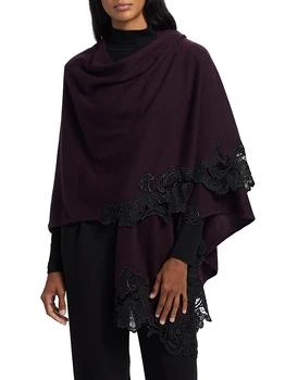 Lace-Trim Cashmere Knit Cape