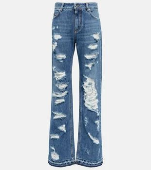 Dolce
Gabbana | Distressed mid-rise wide-leg jeans