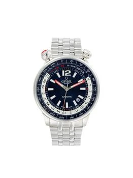 Gevril | Wallabout 44MM Stainless Steel & Leather Strap Watch