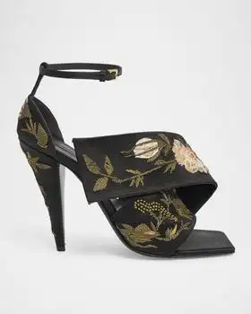 Givenchy | Floral Embroidered Twisted Rib Sandals