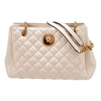 Versace | Women's Quilted La Medusa Chain Strap Tote Bag In Ivory