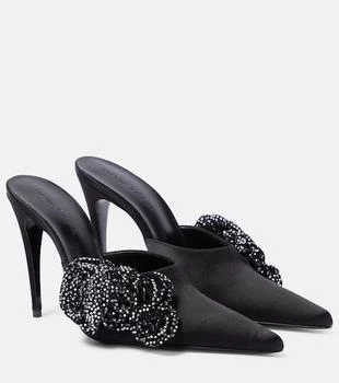 Magda Butrym | Floral-appliqué embellished satin mules