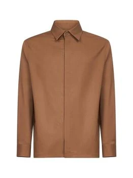 Fendi | FENDI | Brown wool gabardine shirt | Man | S