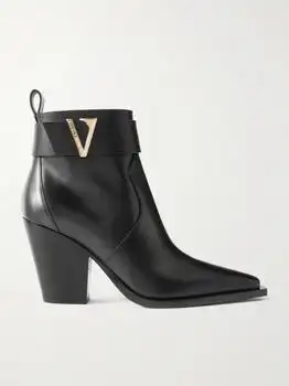 Versace | Embellished Leather Ankle Boots - IT39