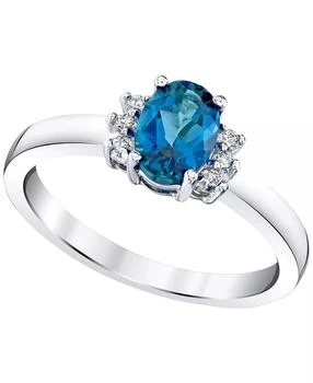 Macy's | Blue Topaz (1 ct. t.w.) & Diamond Ring (1/10 ct. t.w.) in 14k White Gold
