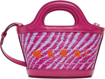 Marni | Pink Wavy Raffia-Effect Tropicalia Micro Tote