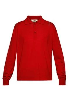 Marni | Marni Long-Sleeved Logo-Embroidered Polo Shirt