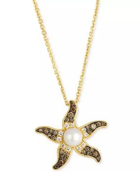 Le Vian | Ombré® Freshwater Pearl (5mm) 
Chocolate Ombré Diamond (1/3 ct. t.w.) Starfish Adjustable 19" Pendant Necklace in 14k Gold