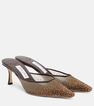 Jimmy Choo | Vivi 65 crystal-embellished mesh mules