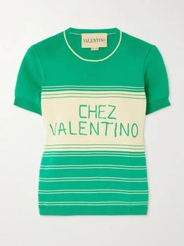Valentino | Embroidered Striped Cotton T-shirt