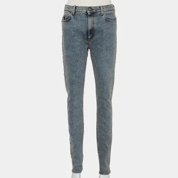 Gucci | Gucci Blue Logo Printed Denim Muddy Effect Skinny Jeans M