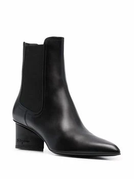Salvatore Ferragamo | Women's Logo-Embossed Heel Chelsea Boots In Black